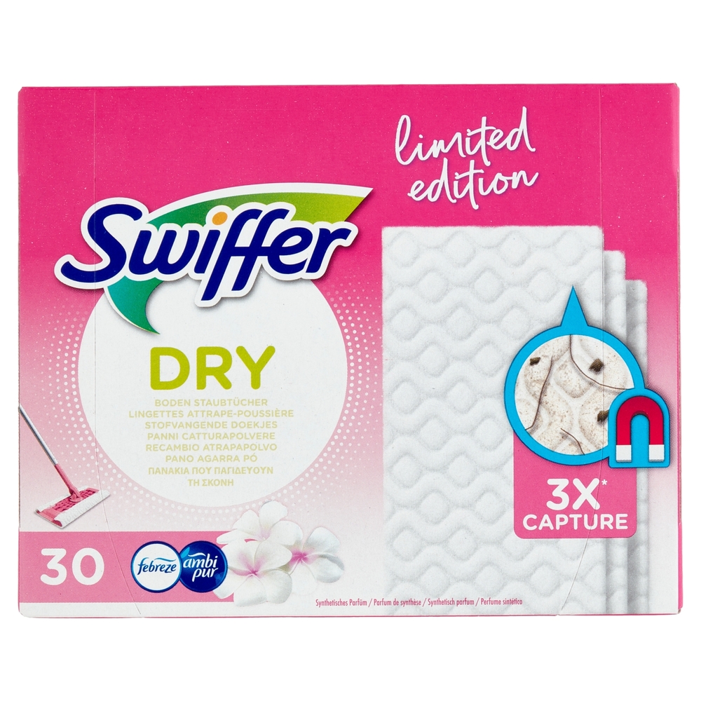 Swiffer Dry Panni Cattura Polvere per Scopa Swiffer - Ricarica 30 Panni limited edition